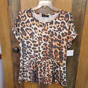 Rae Mode Cheetah Print Baby Doll Top